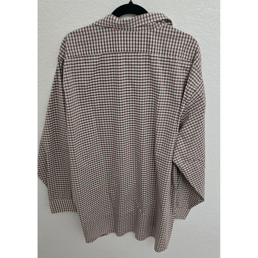 Van Heusen Button Down Mens 19 34/35 Brown Regular Fit Stretch - Picture 2 of 10